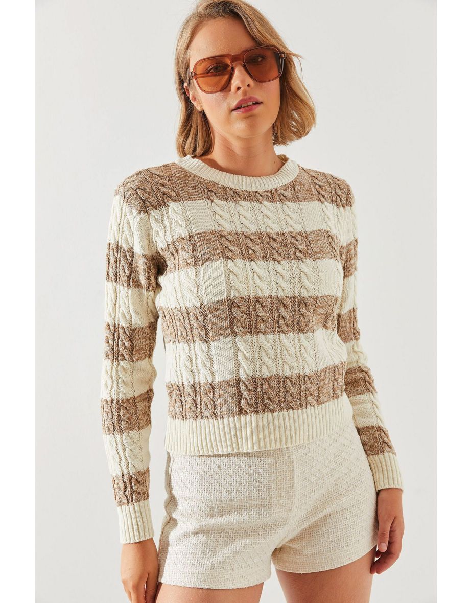Women's Striped Crew Neck Sweater
