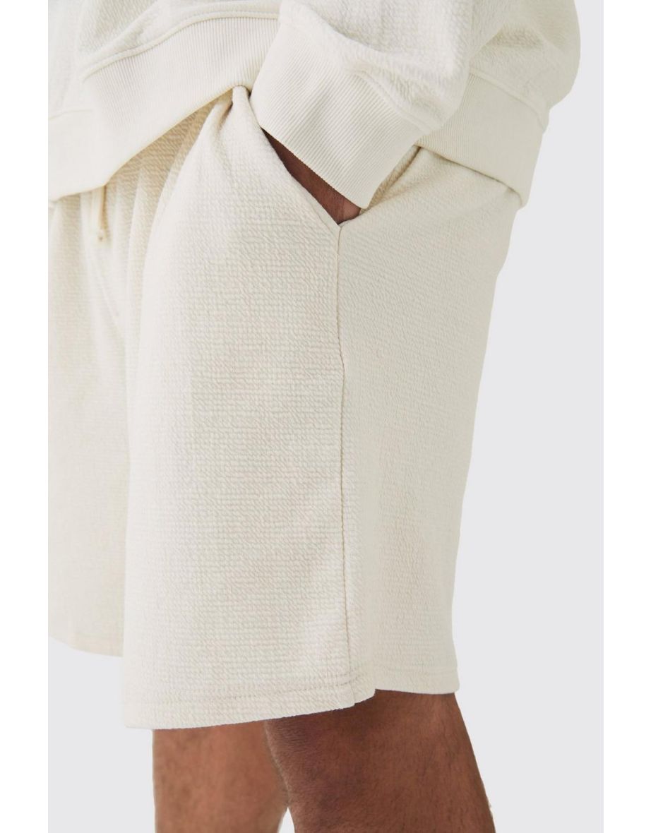 Plus Jacquard Knit Drawcord Shorts - ecru - 2