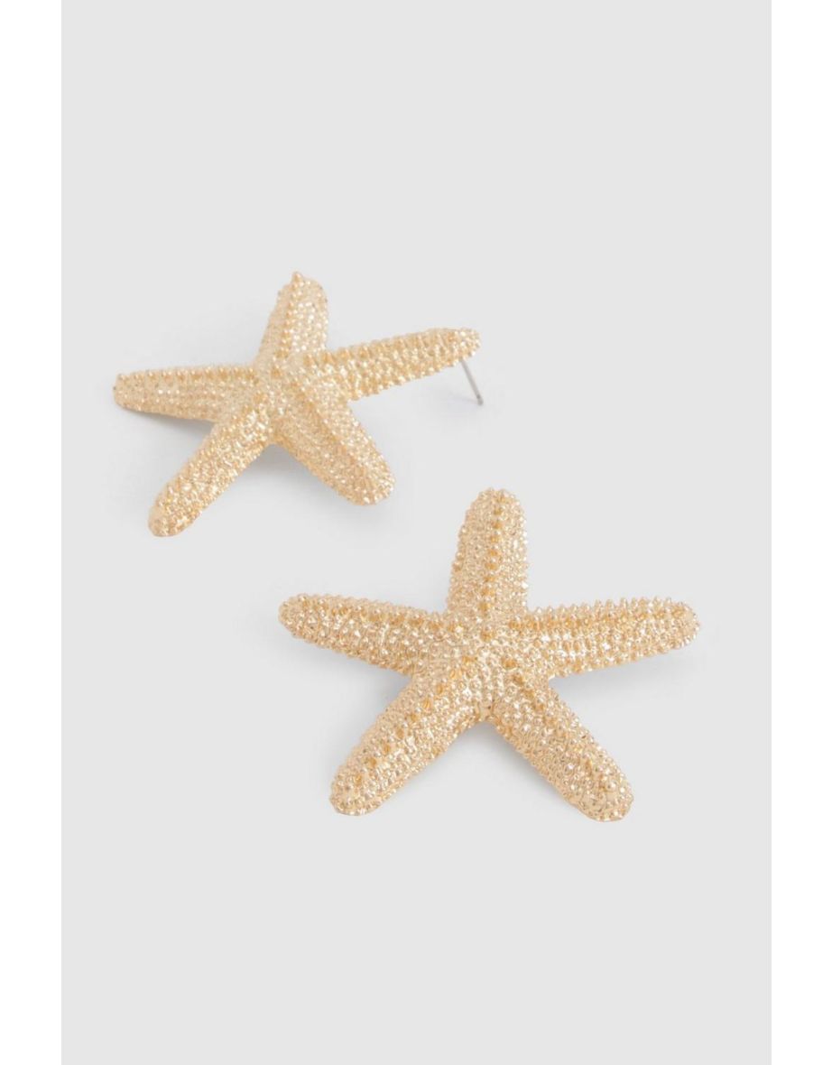 Starfish Stud Earrings - gold - 2
