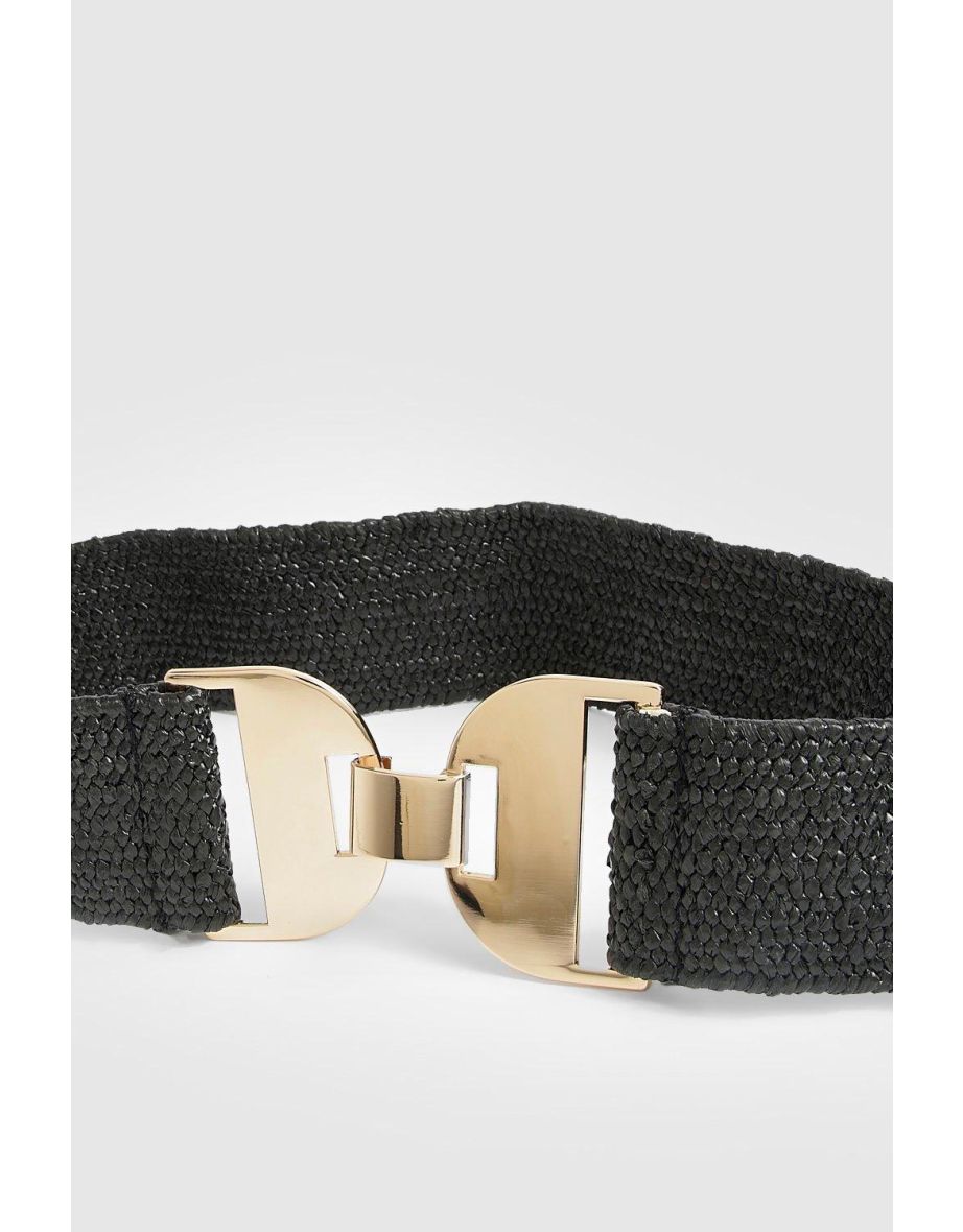 Metal Clapse Elastic Waist Belt - black - 1