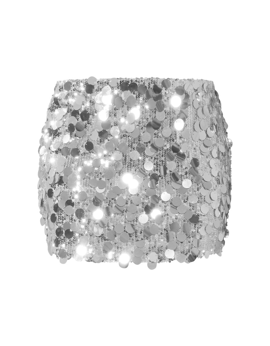 Silver Full Sequin Low Rise Micro Mini Skirt - 5