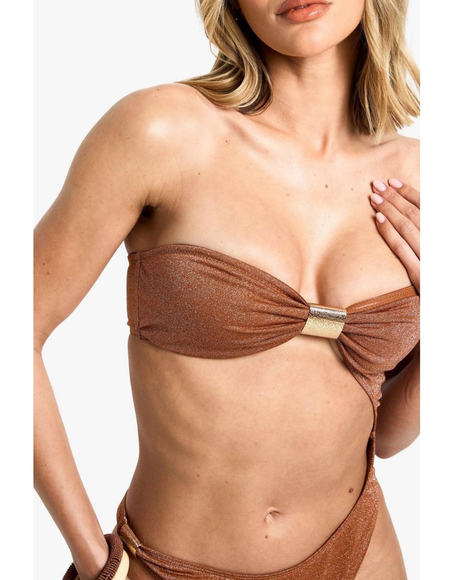 Premium Hammered Trim Bikini Set - rust - 3