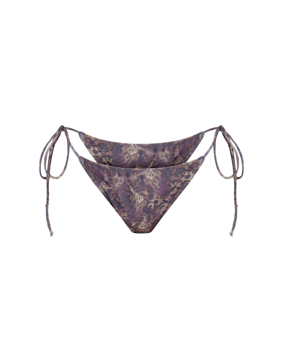 Brown Animal Printed Triangle Bikini Top - 3