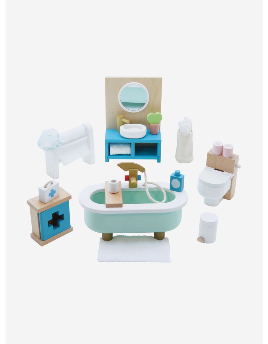 Wooden Dolls House Bathroom Furniture-19 Piece