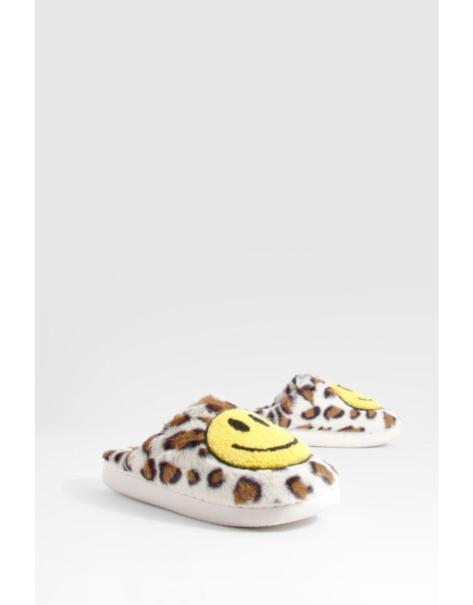 Leopard Smiley Slipper - brown