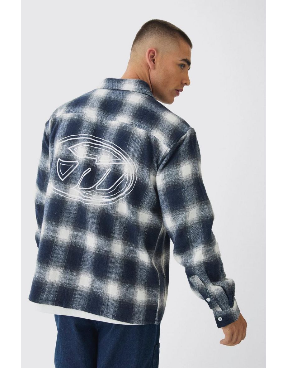 Oversized Pocket Detail Check Overshirt - black