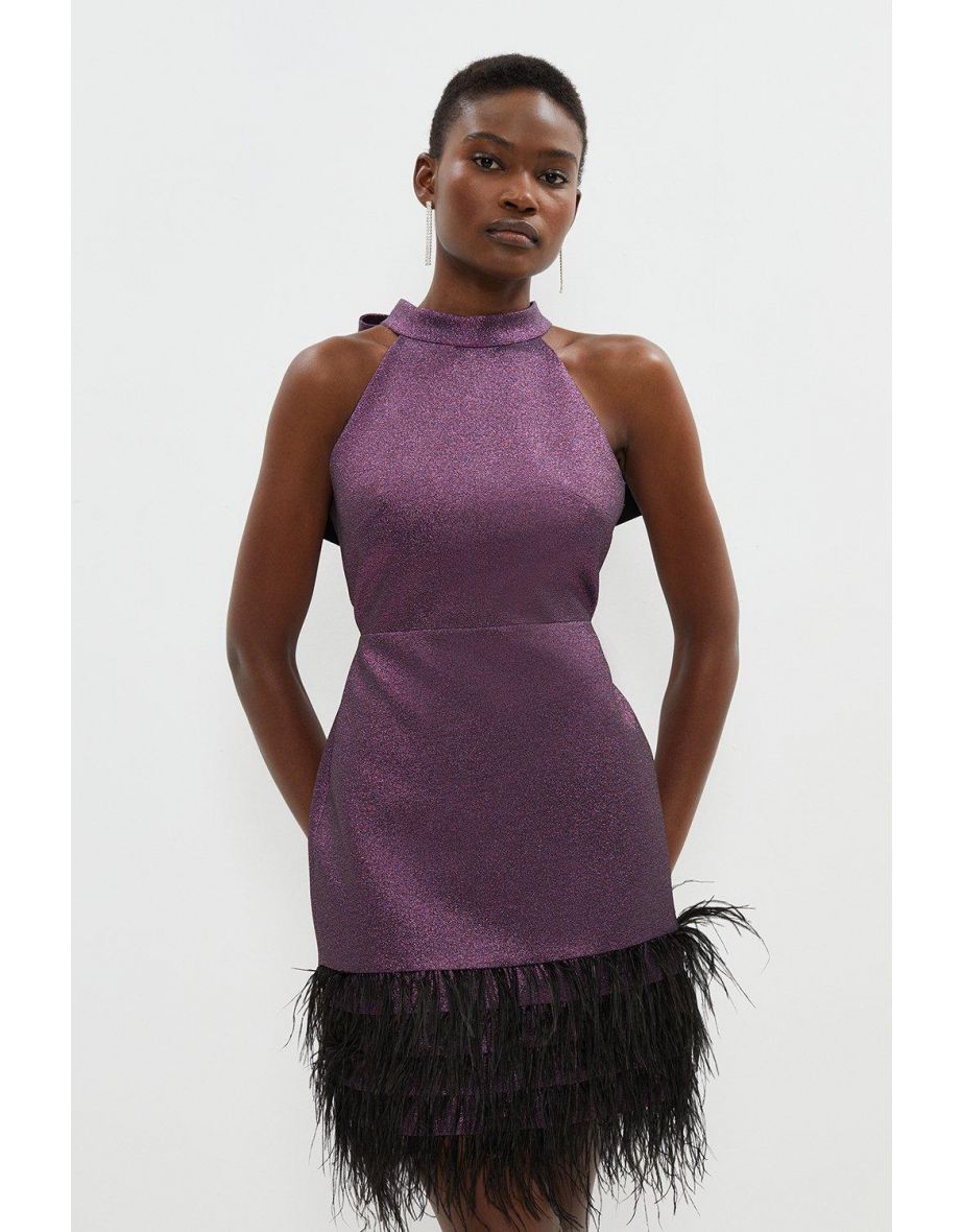 Coast feather hot sale trim dress