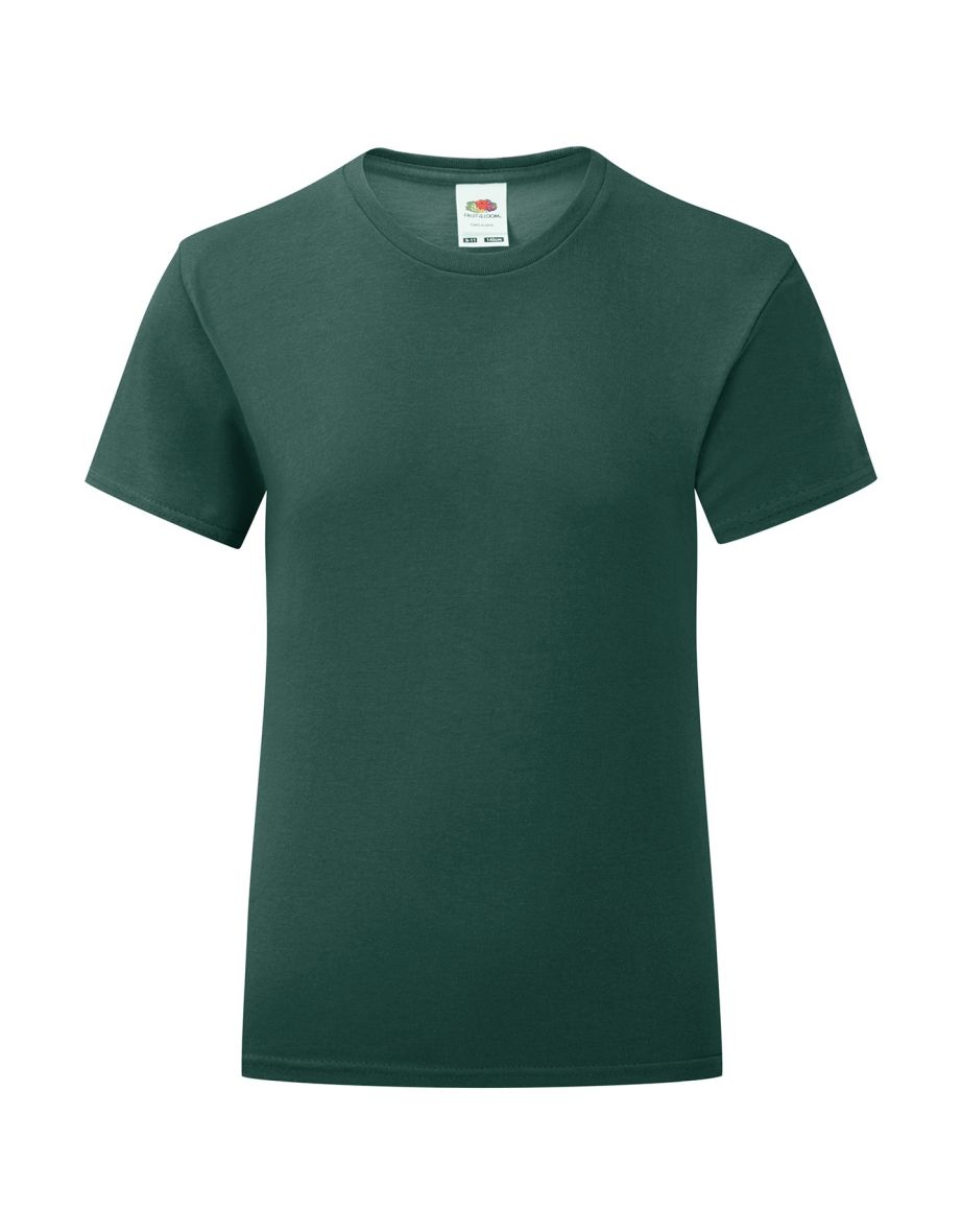 Fruit of the Loom Girls Iconic Heather T-Shirt - Forest Green