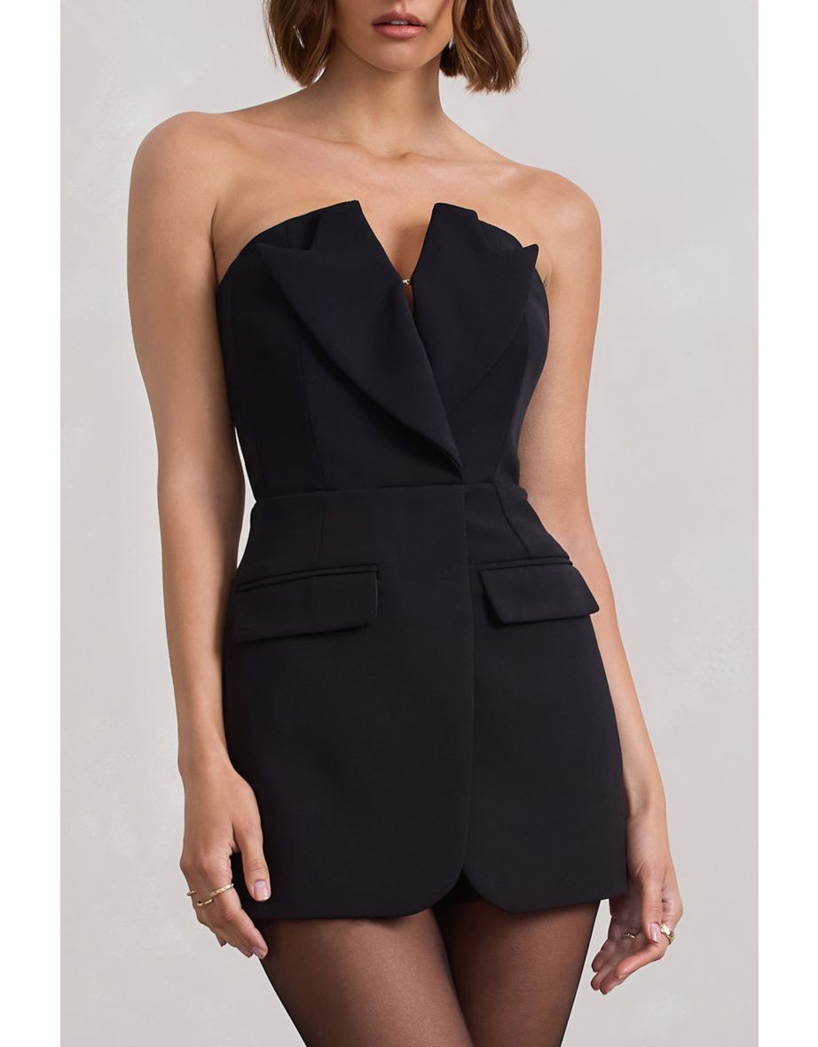 Brooklyn | Black Tailored Strapless Playsuit - 6