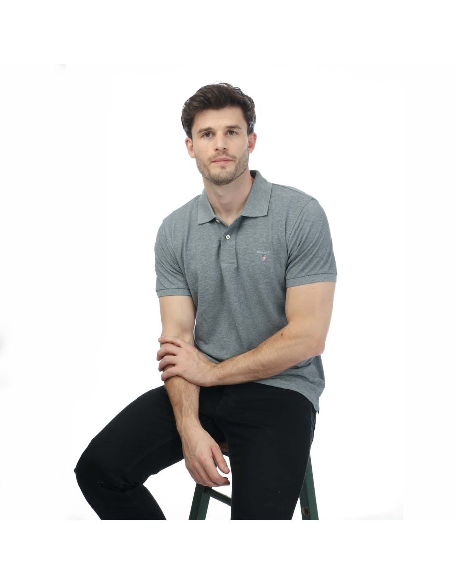 Men's Gant Pique Rugger Polo Shirt in Grey - 3