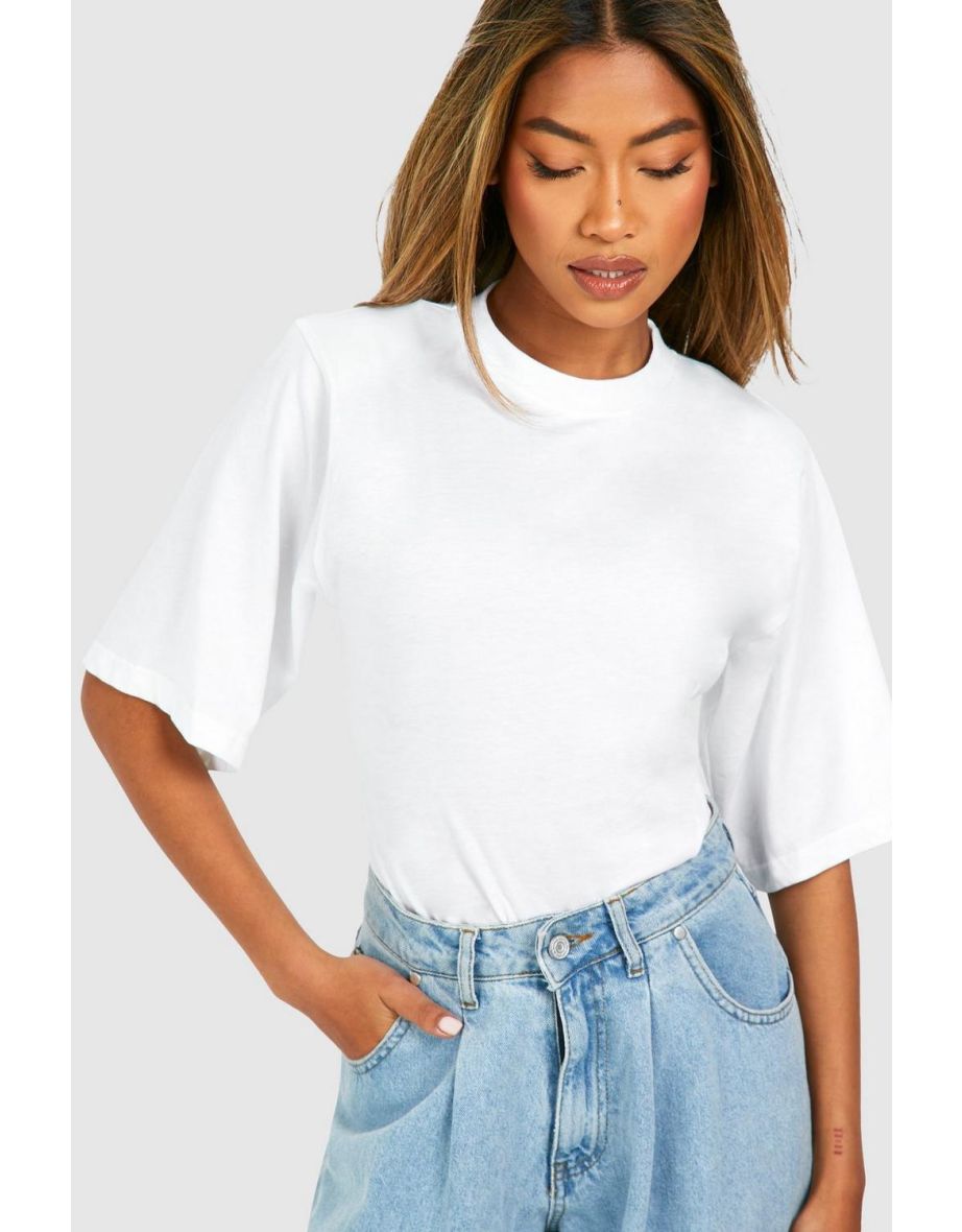 T-shirt With Shoulder Pads - white - 3