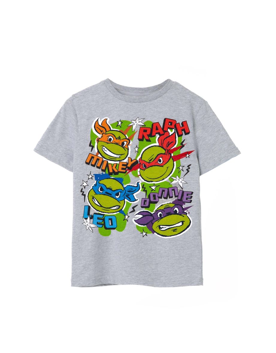 Teenage Mutant Ninja Turtles Childrens/Kids Faces T-Shirt - Grey Marl