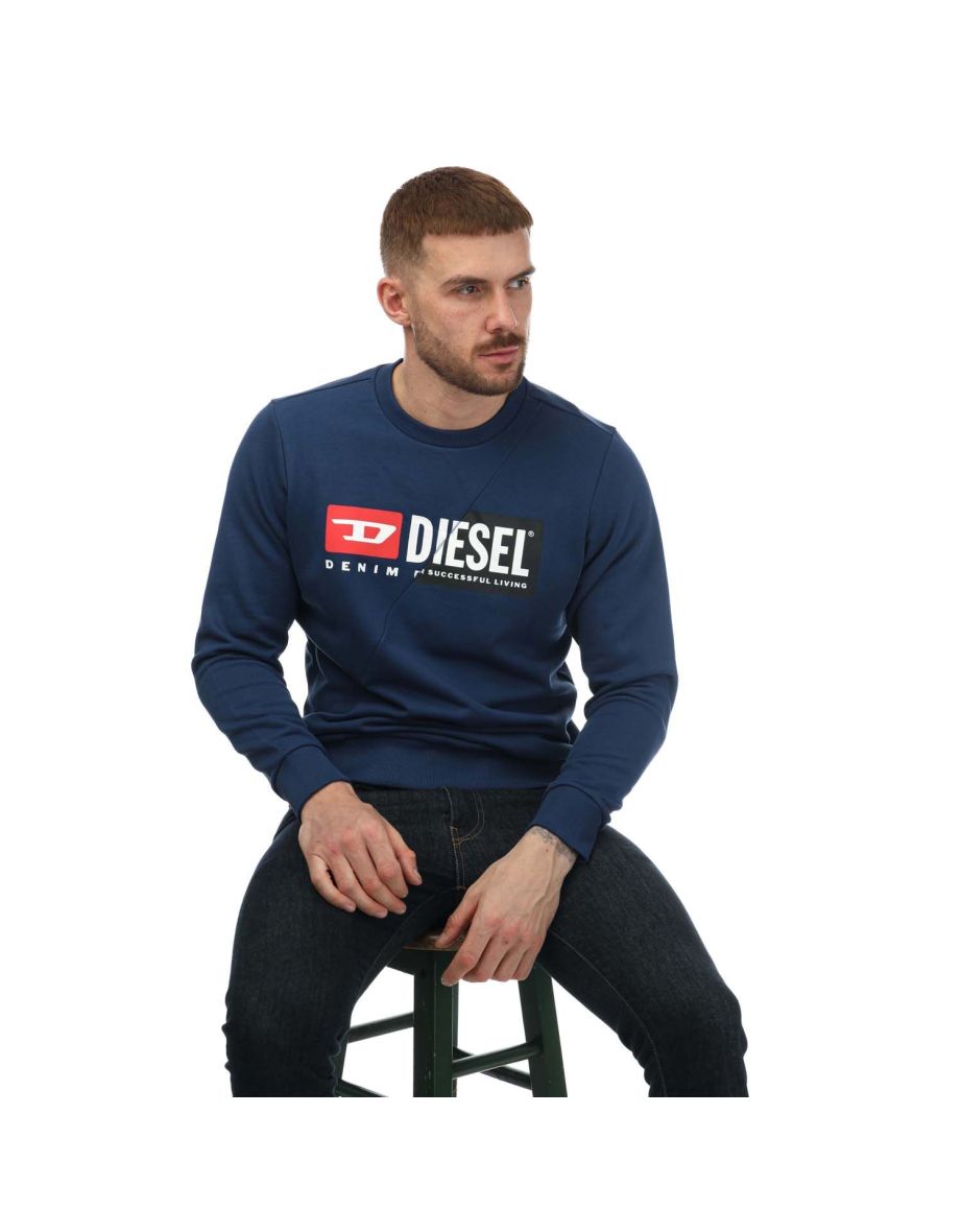 Men's Diesel S-Girk Cuty Felpa Crewneck Sweatshirt in Blue - 3