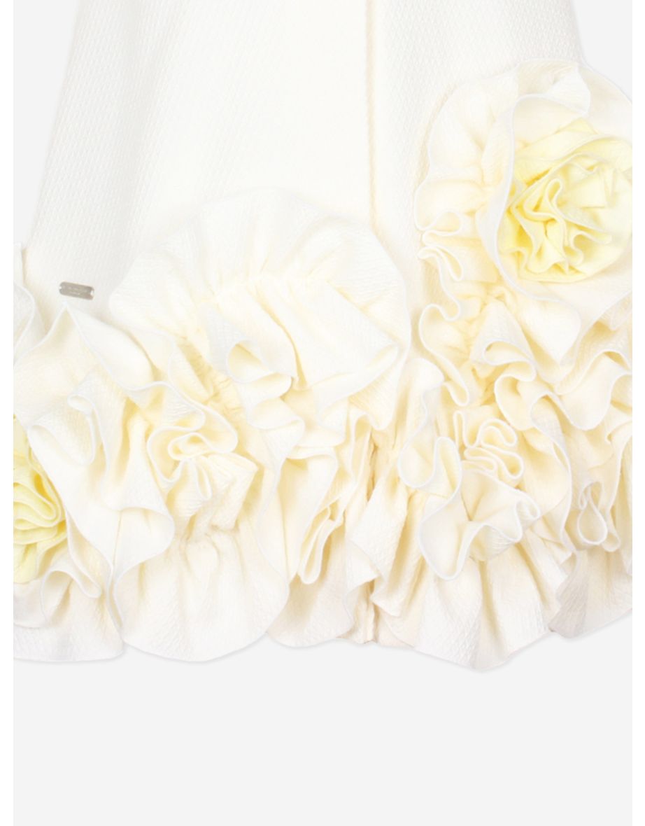 Girls Dream On Frilly Flower Dress in Ivory - 3