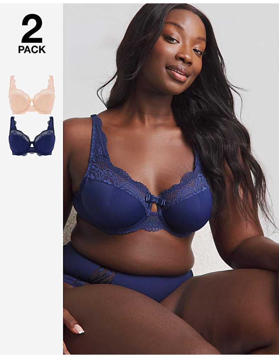 2 Pack Lottie Lace Navy/Blush Bras