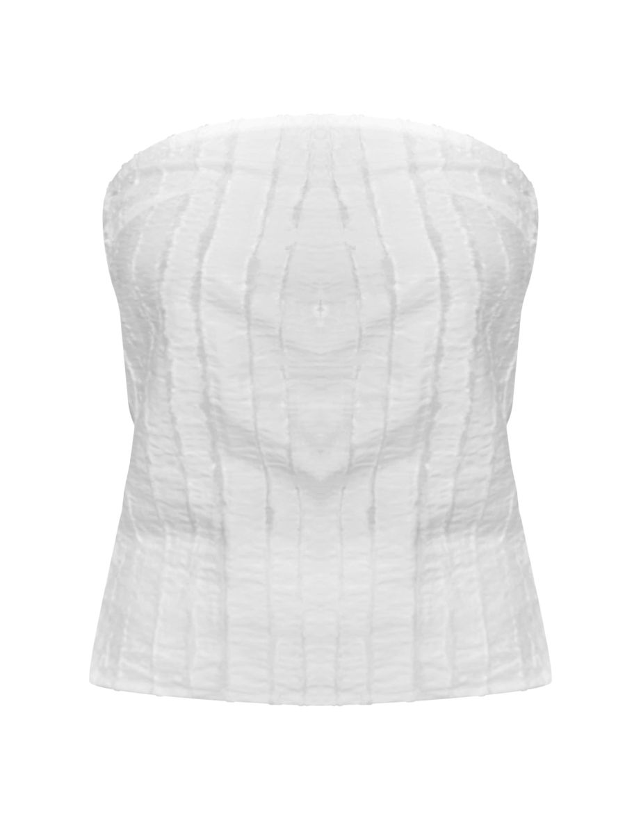 White Textured Frayed Mid Rise Maxi Skirt - 4