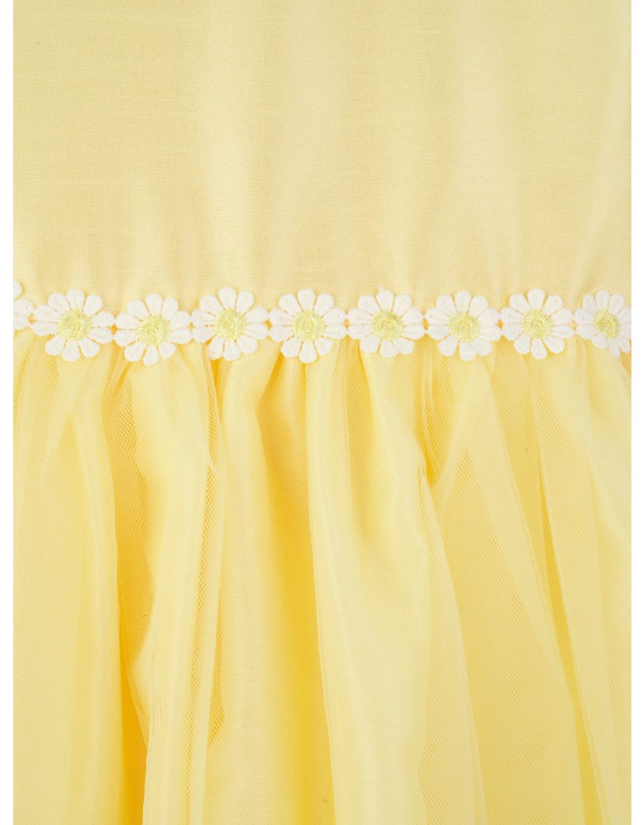 Girls Daisy Tulle Dress in Yellow - 3