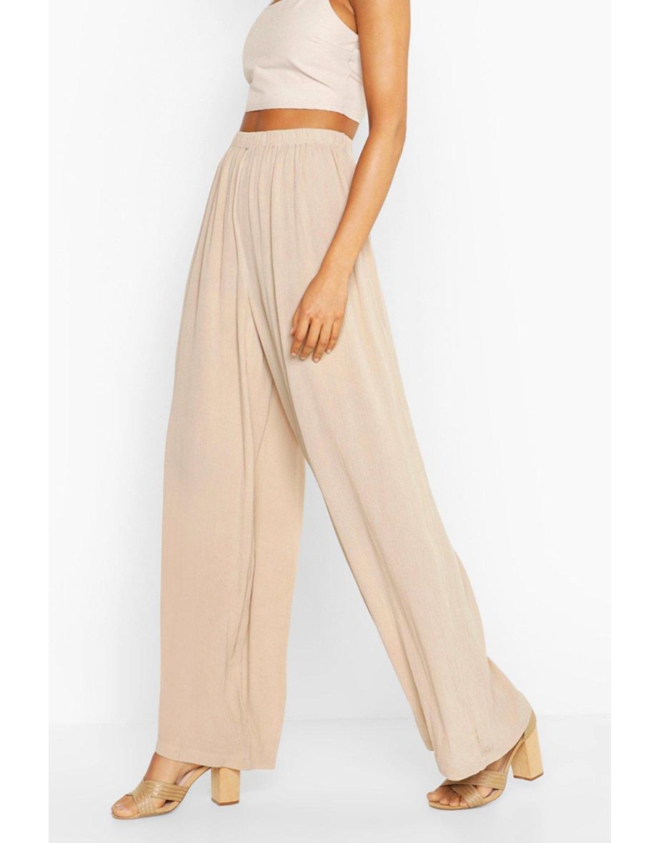 Cheese Cloth Wide Leg Trousers - ecru - 3