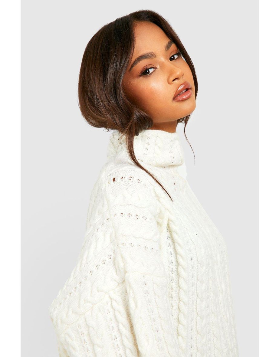 Chunky Cable Knitted Jumper - ivory - 3