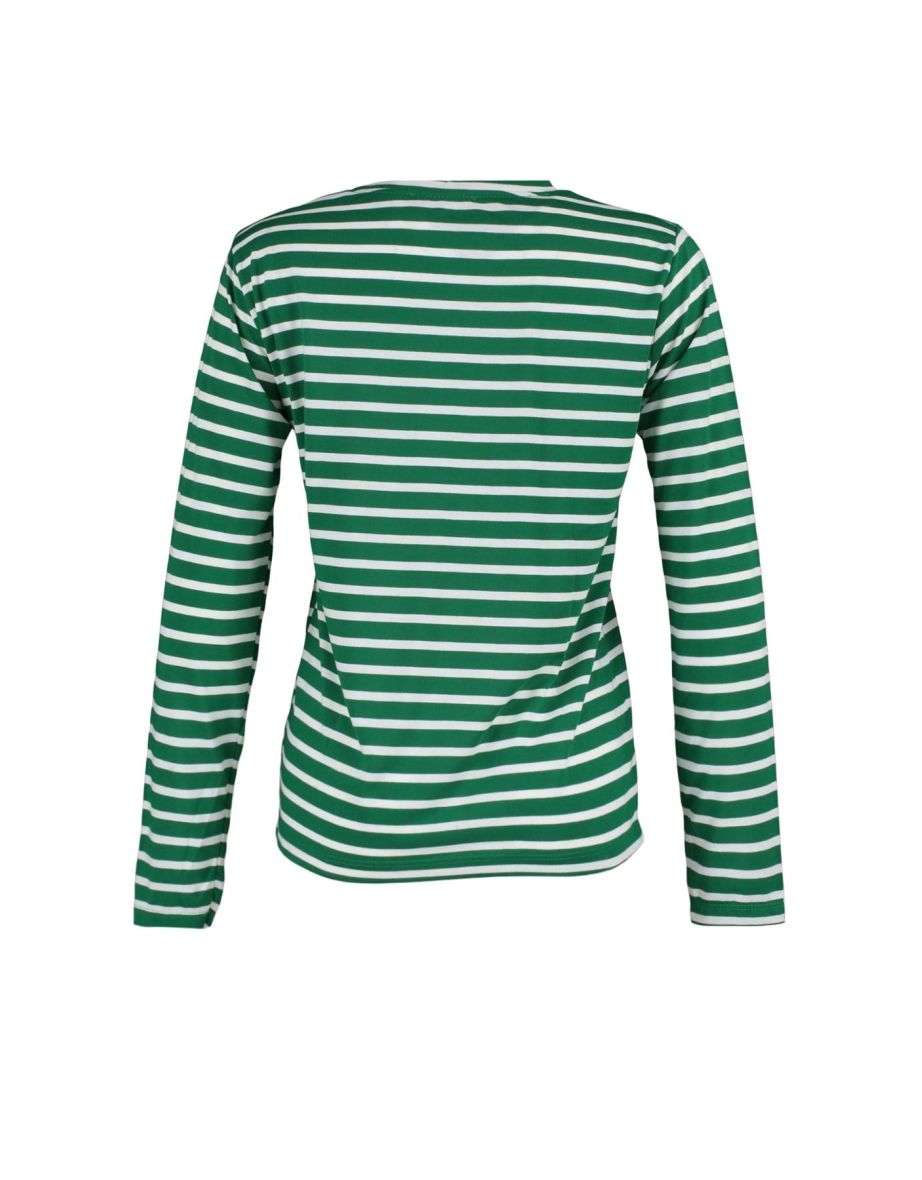 Green Striped Regular/Normal Pattern Basic Crew Neck Knitted Top - 7