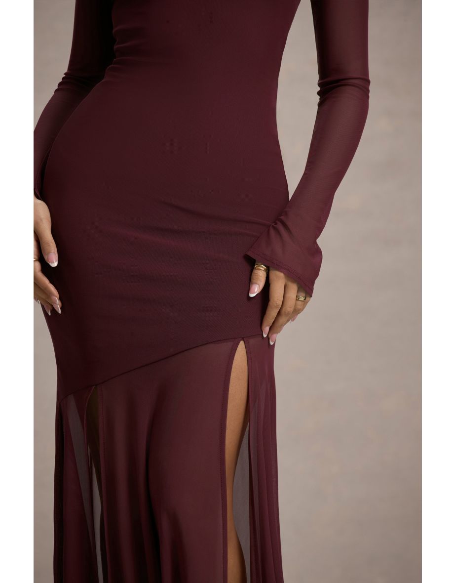 Tigerlily | Port Mesh Long-Sleeve Open-Back Dress - 6