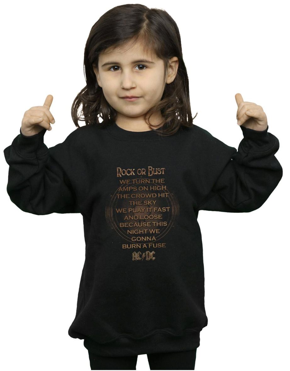 AC/DC Girls Rock Or Bust Lyrics Sweatshirt - Black