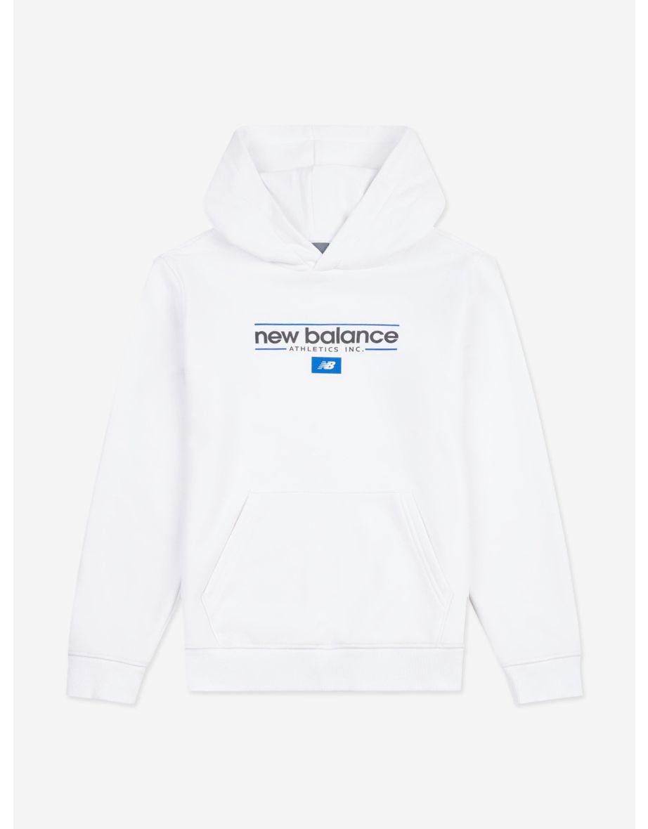 New Balance Boys Linear Athletics Graphic Hoodie in White
