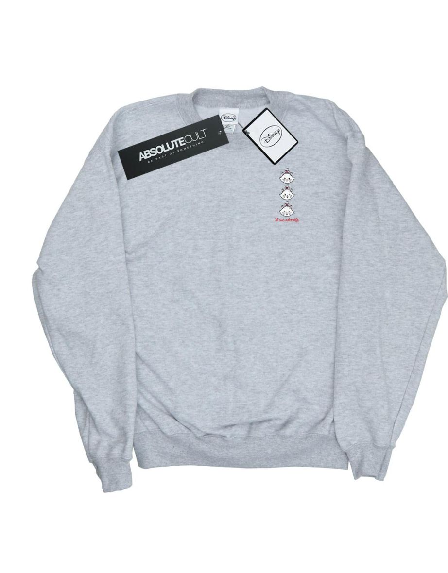 Disney Girls Aristocats Marie Breast Print Sweatshirt - Sports Grey