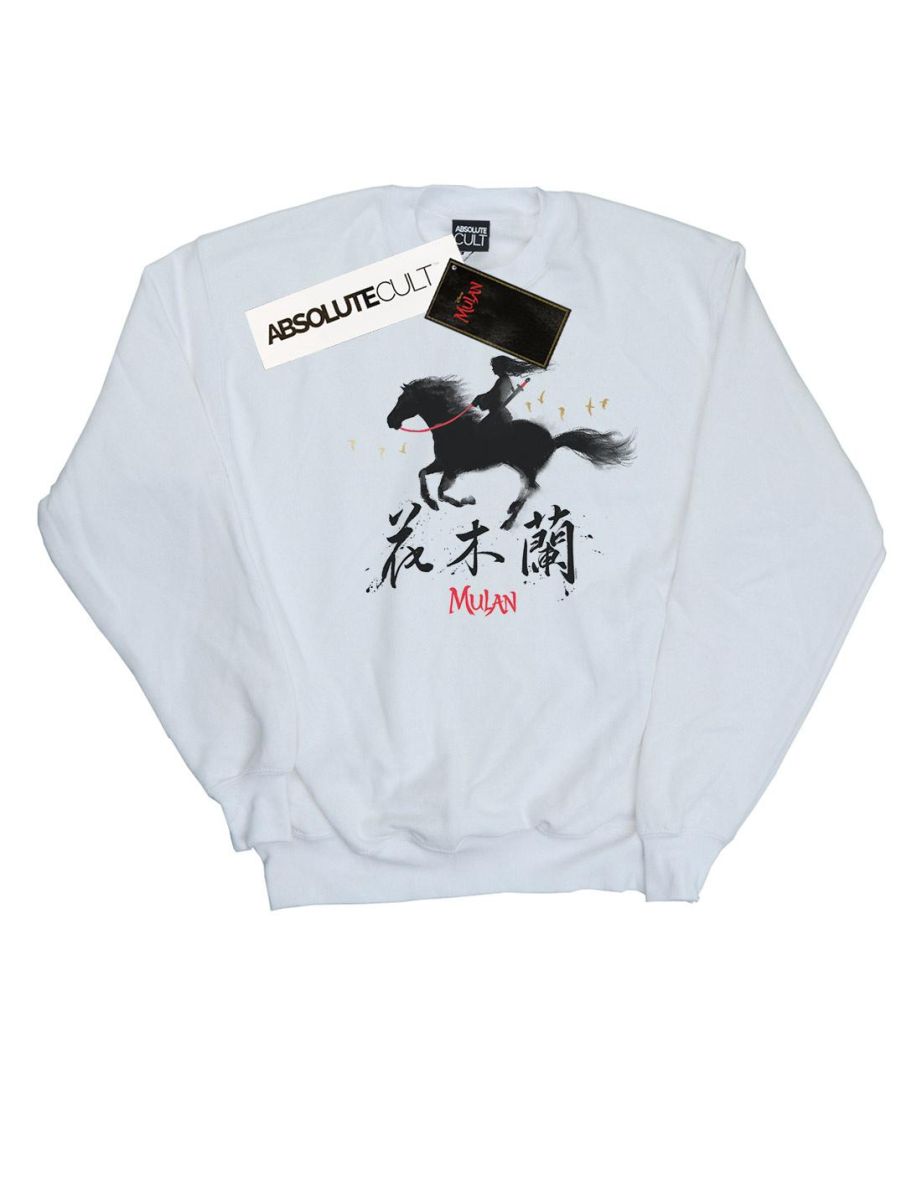 Disney Girls Mulan Movie Wind Silhouette Sweatshirt - White