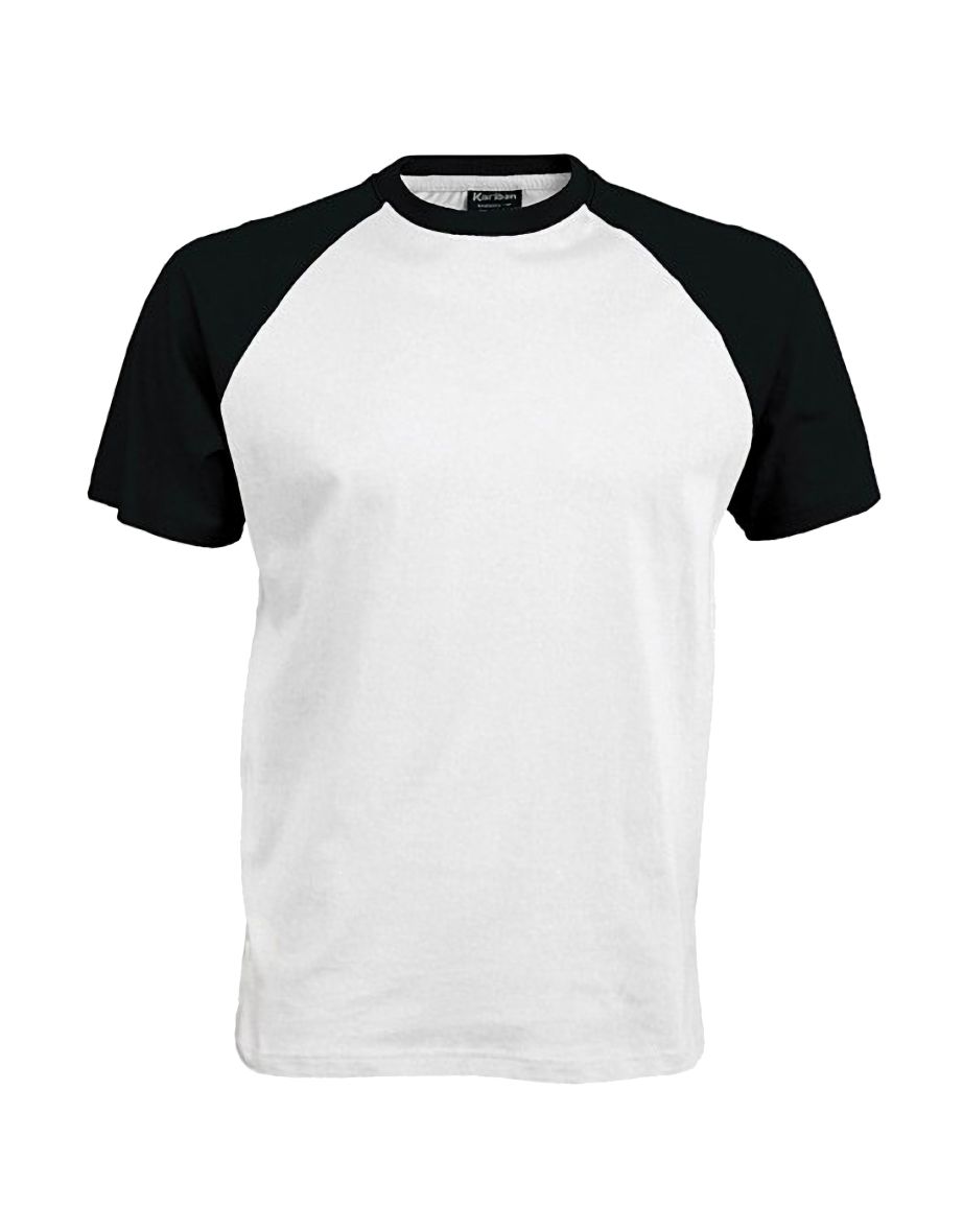 Kariban Mens Short Sleeve Baseball T-Shirt - White/Black