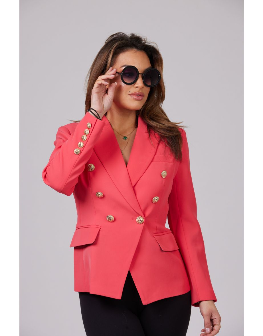 Iconic Distinctive Watermelon Jacket With Gold Buttons - 9