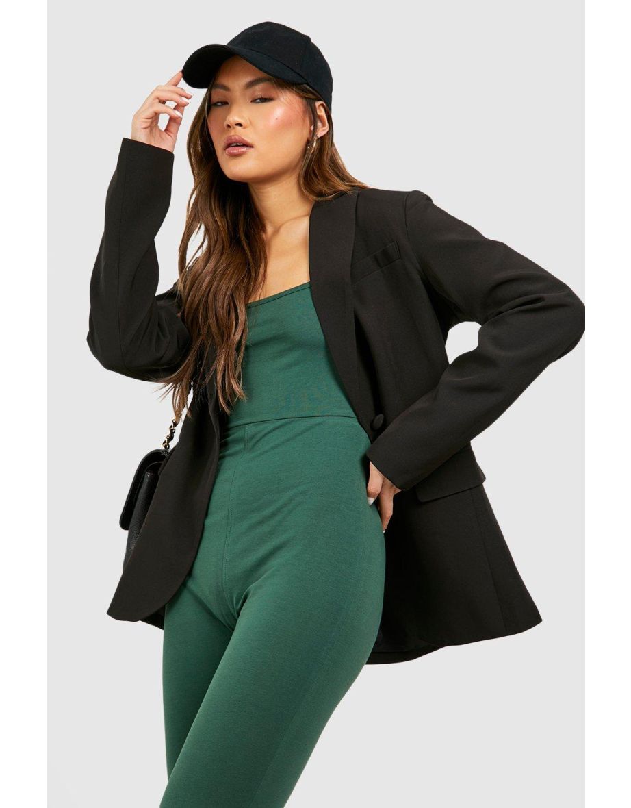 Square Neck Cotton Unitard Jumpsuit - 3