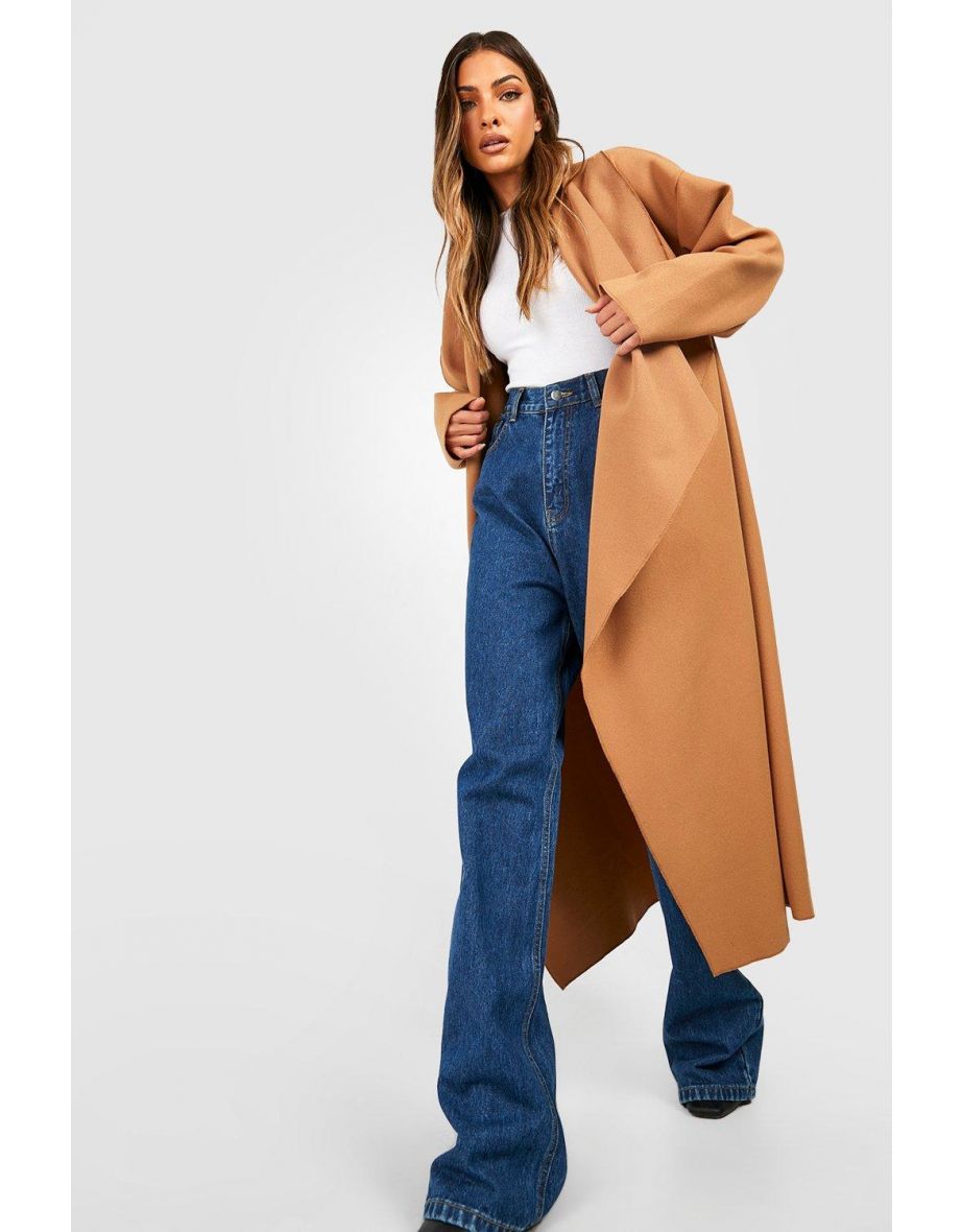 Super Oversized Waterfall Wool Look Coat - camel