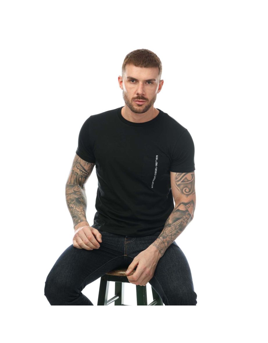 Men's Diesel T-Rubin Pocket Maglietta T-Shirt in Black - 3