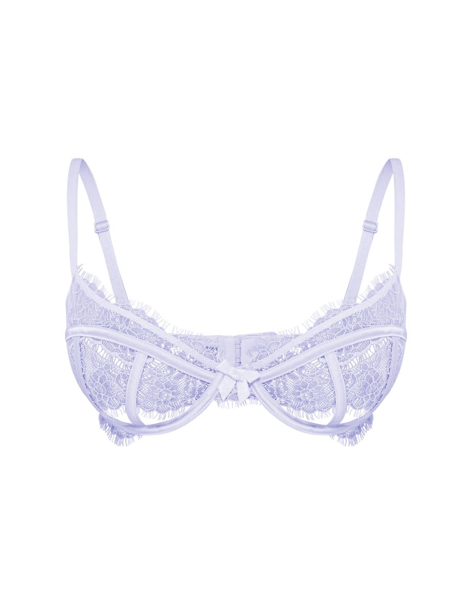Blue Eyelash Lace Bra - 4