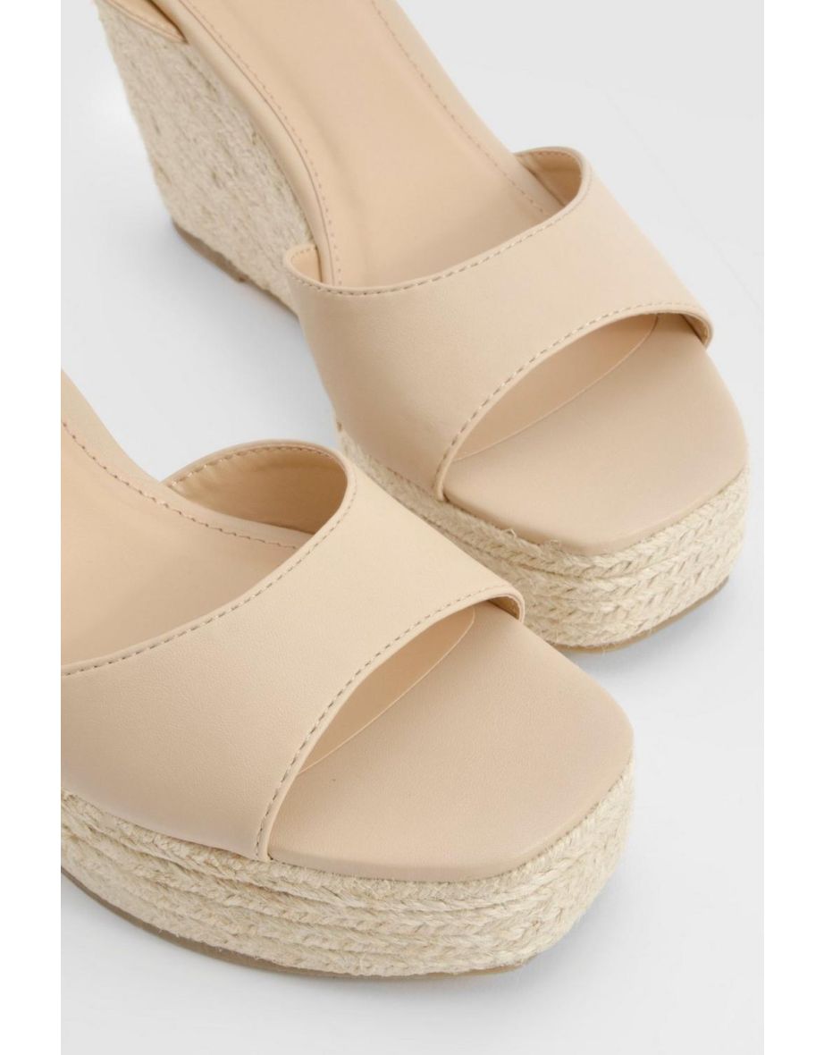 Peep Toe Espadrille Wedges - nude - 3