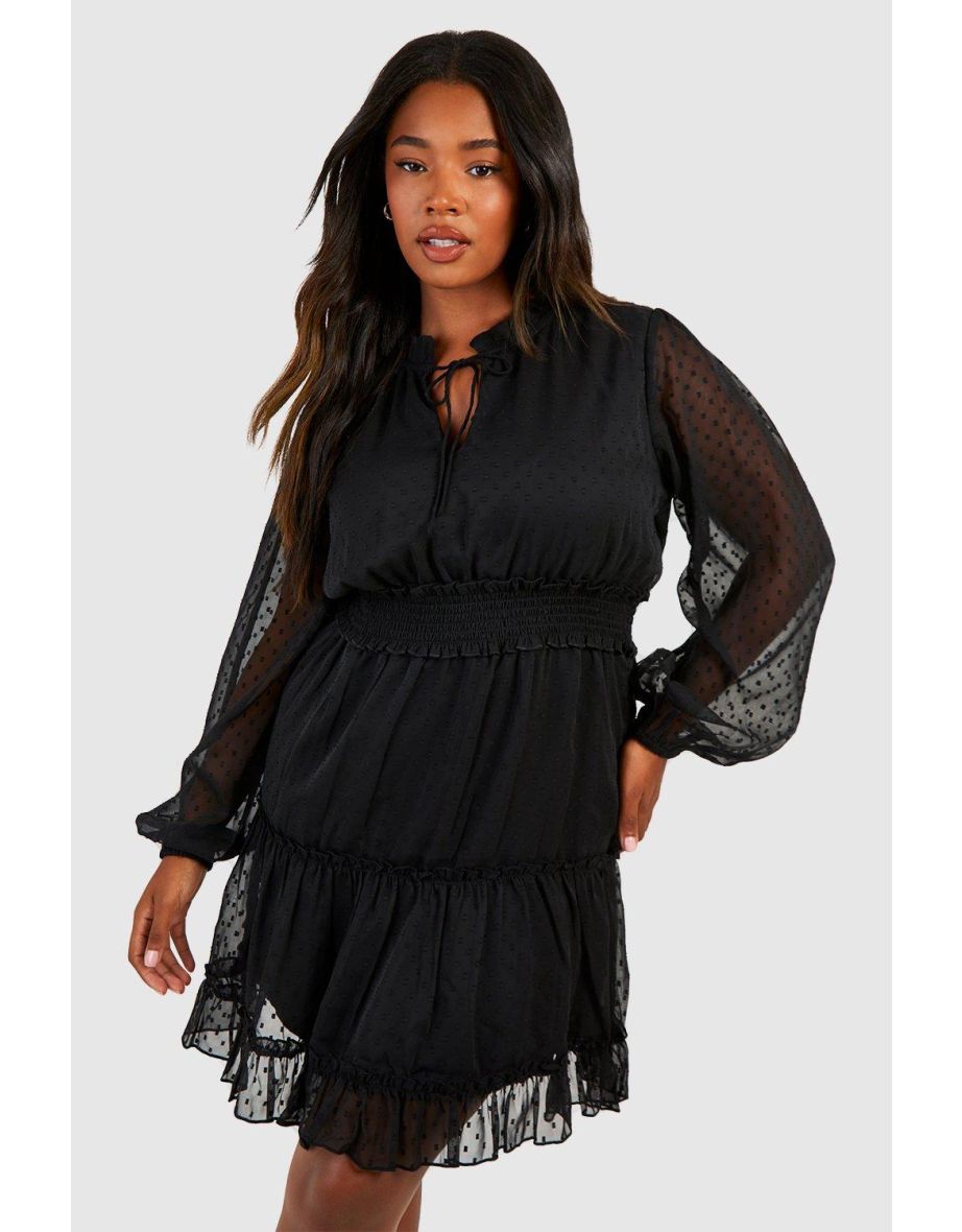 Black dobby mesh dress sale