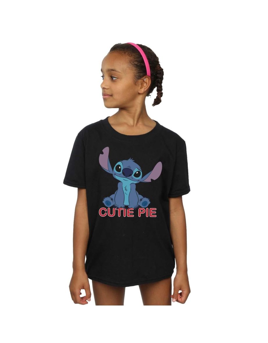 Disney Girls Lilo And Stitch Stitch Cutie Pie Cotton T-Shirt - Black