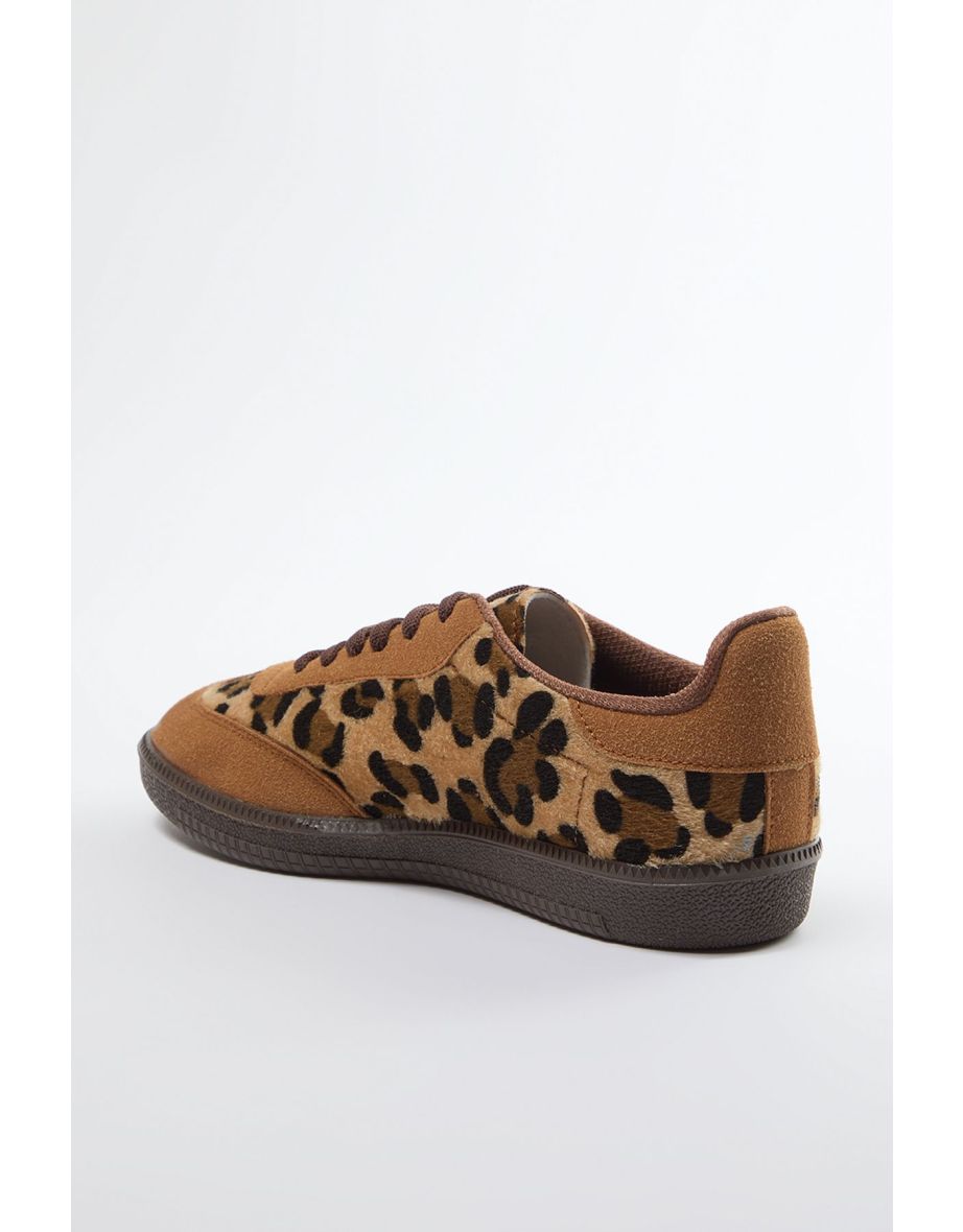 Leopard Lace-Up Women's Retro Sneakers - 5