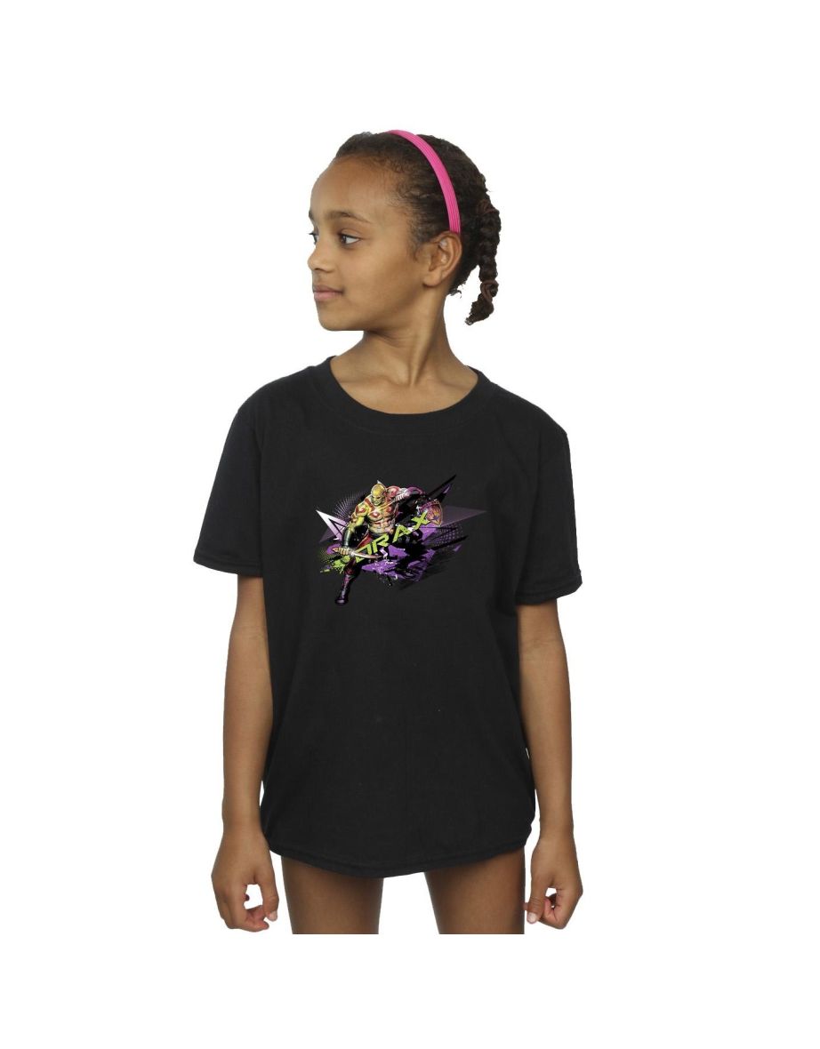 Marvel Girls Guardians Of The Galaxy Abstract Drax Cotton T-Shirt - Black