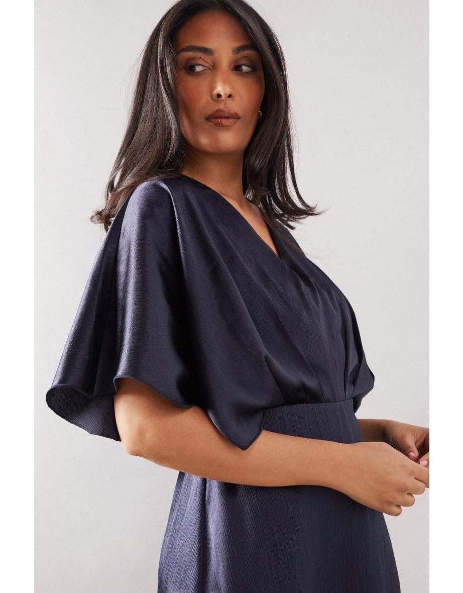 Petite Satin Kimono Sleeve Maxi Dress - 3