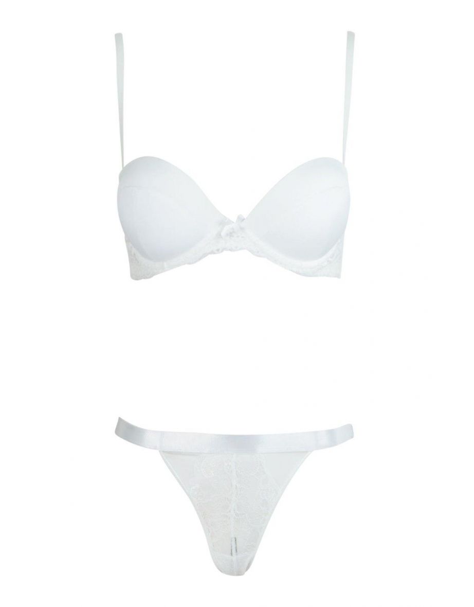 Satin Super Push Up Strapless Bra - ivory - 1