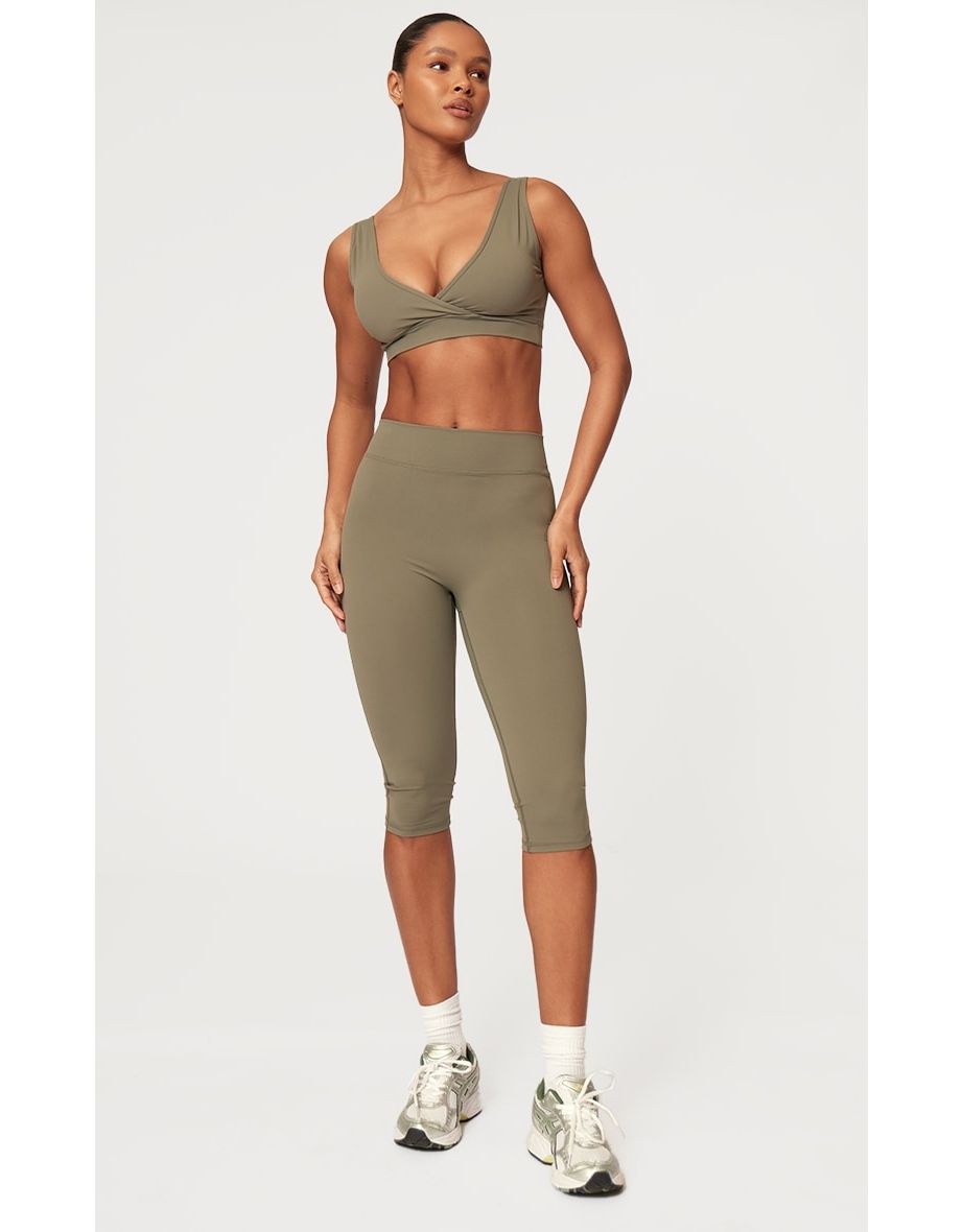 Olive Sculpt Cross Front Sports Bra