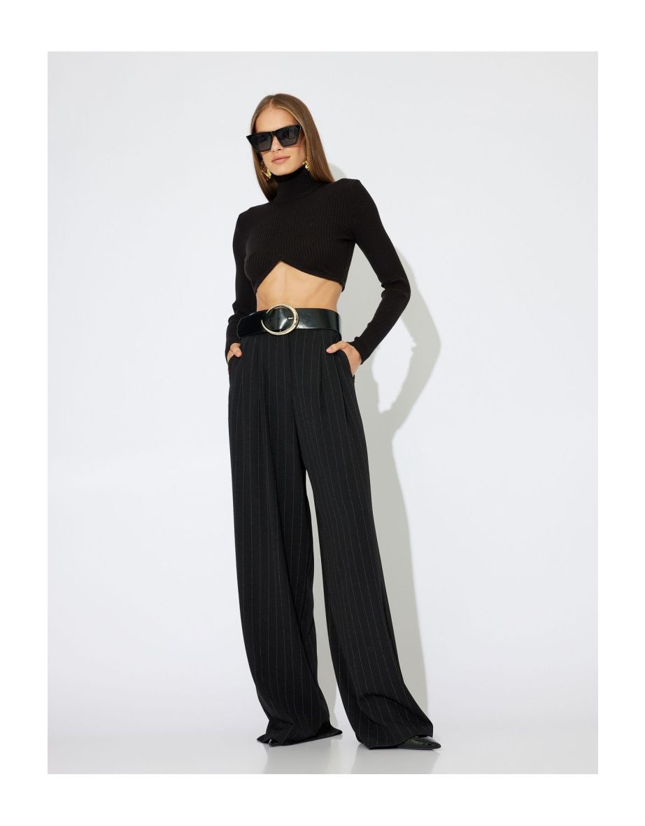 X Zeynep Bastık - High Waist Palazzo Trousers with Pocket Pleat Detail