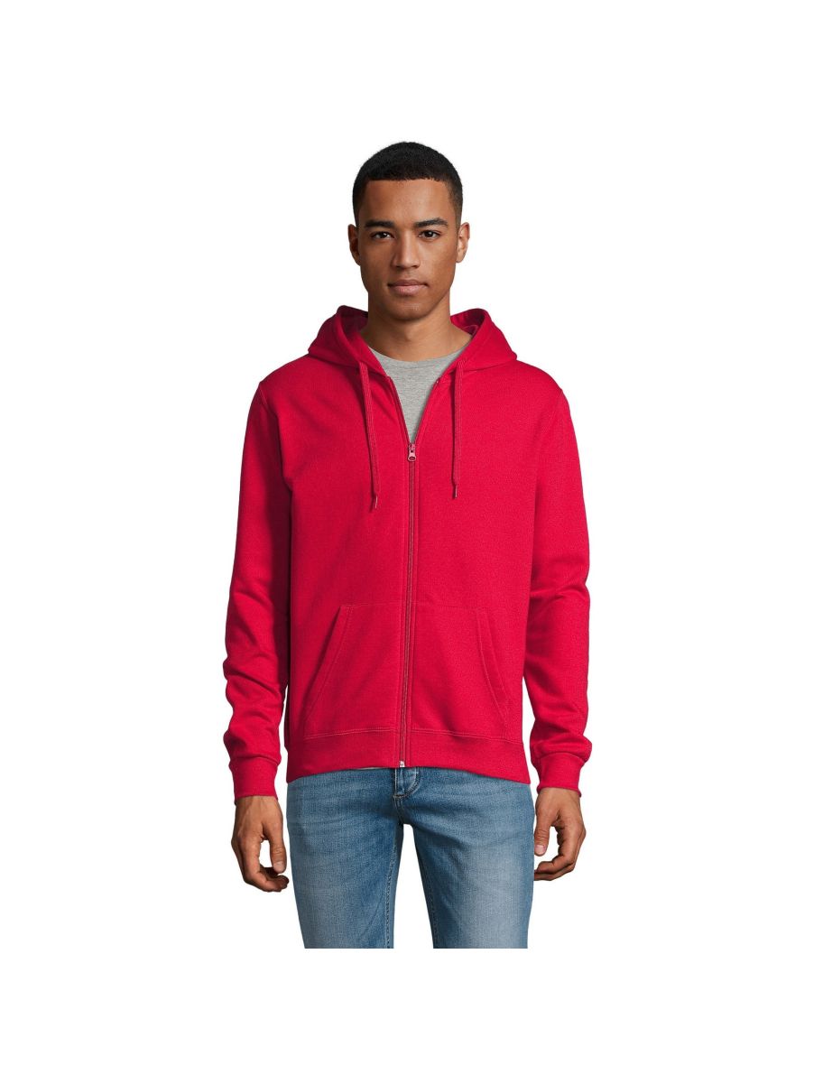 SOLS Mens Stone Zip Up Plain Hoodie - Red - 3