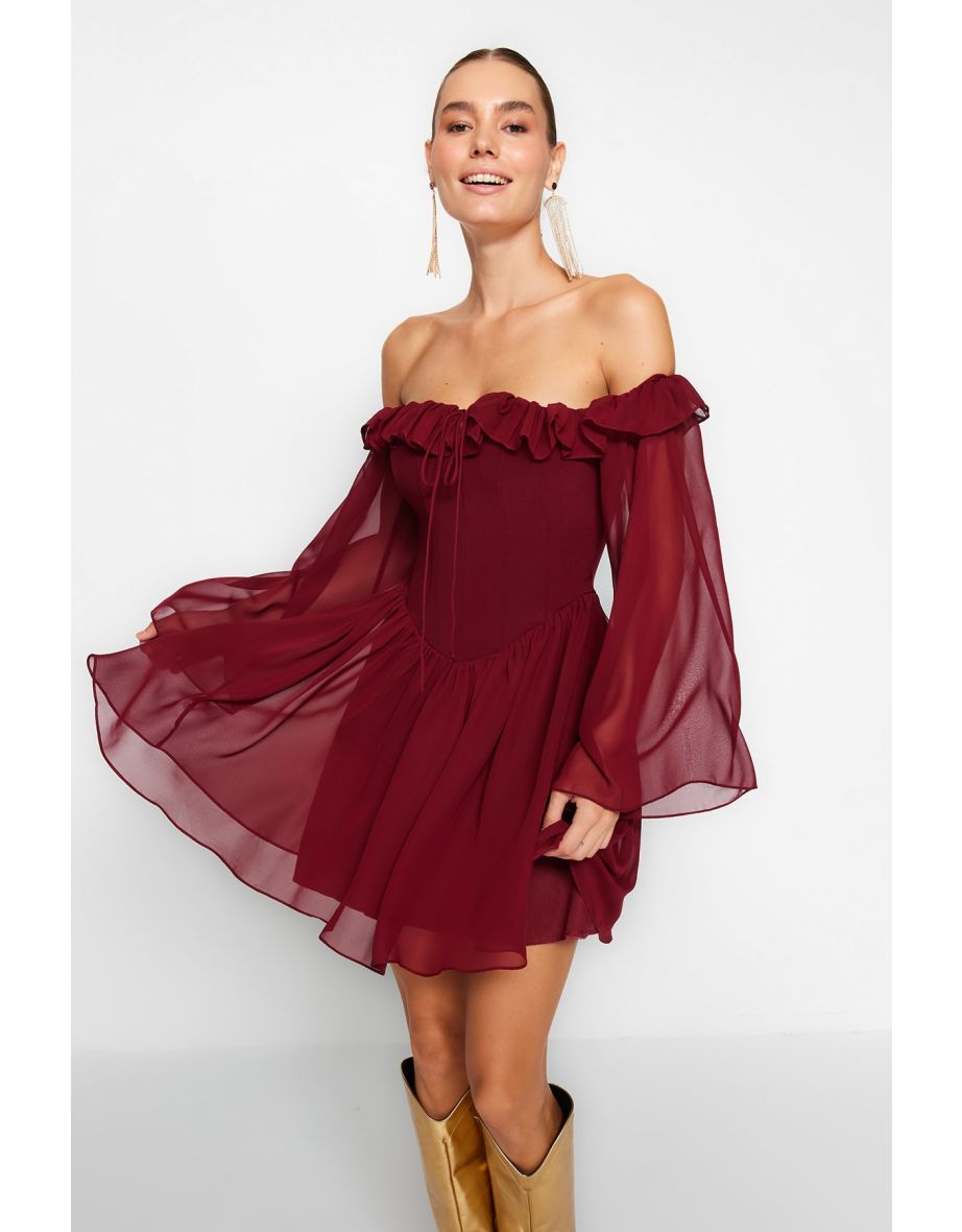 Dress - Burgundy - Skater
