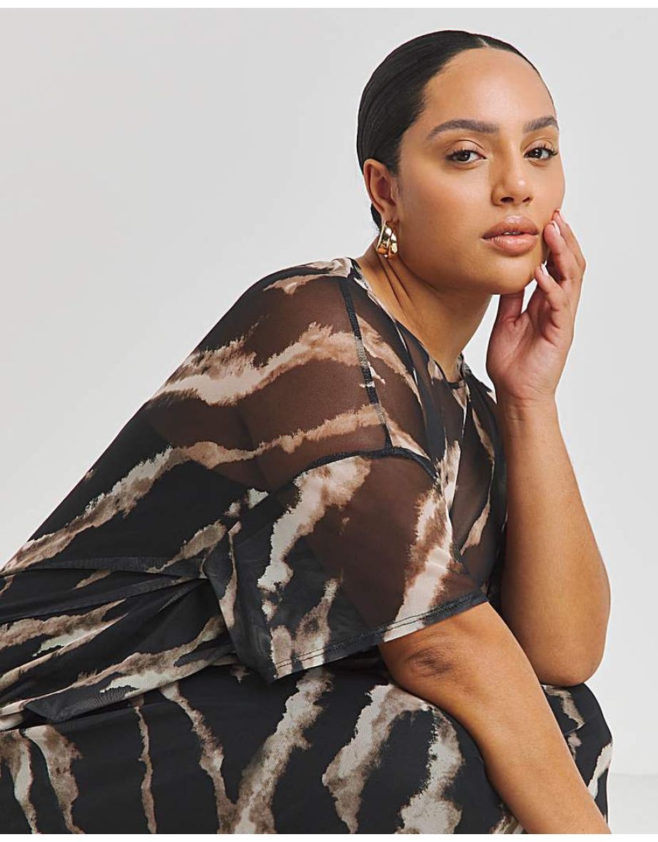 Printed Mesh T-Shirt Dress - 3