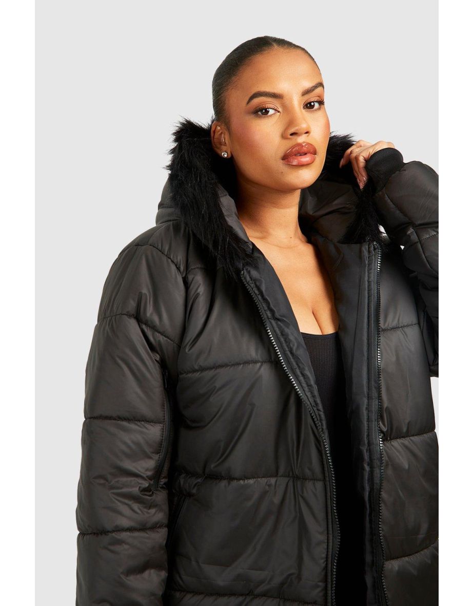 Plus Faux Fur Trim Parka - 3