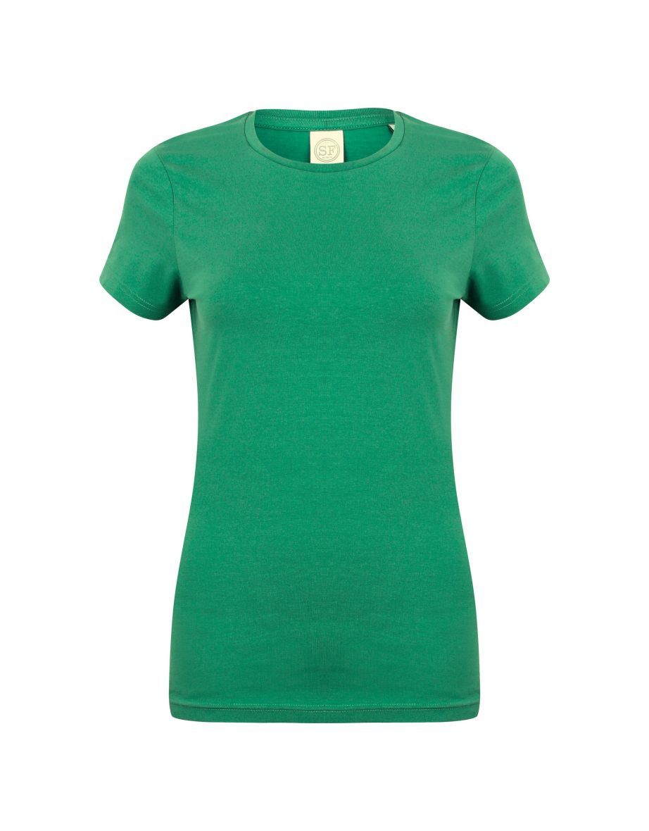 Skinni Fit Womens/Ladies Feel Good Stretch Short Sleeve T-Shirt - Green