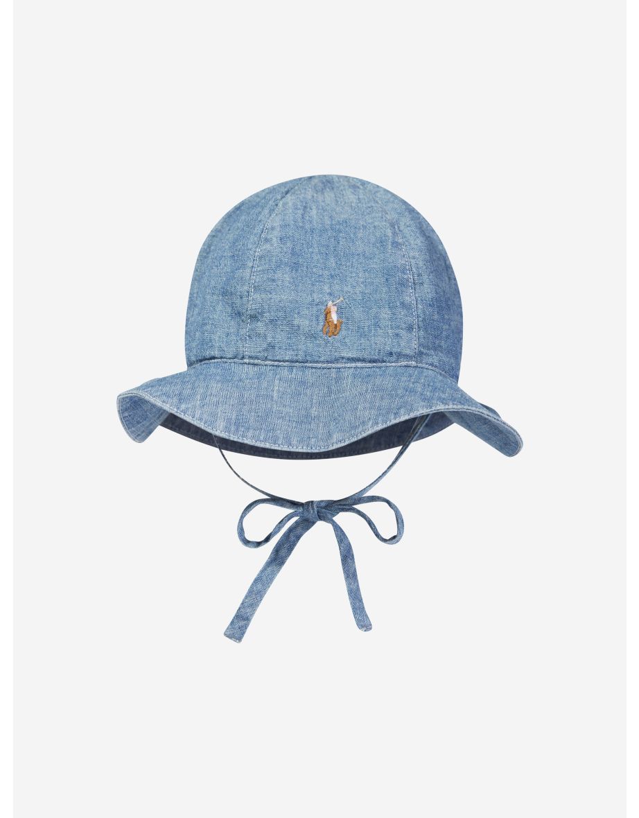 Shop Baby Girls Chambray Sun Hat in Blue Online in Qatar VogaCloset